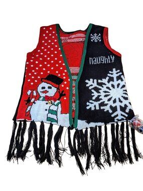 Vintage Woman’s Size L Christmas Party Pong Ugly Sweater Vest NWOT